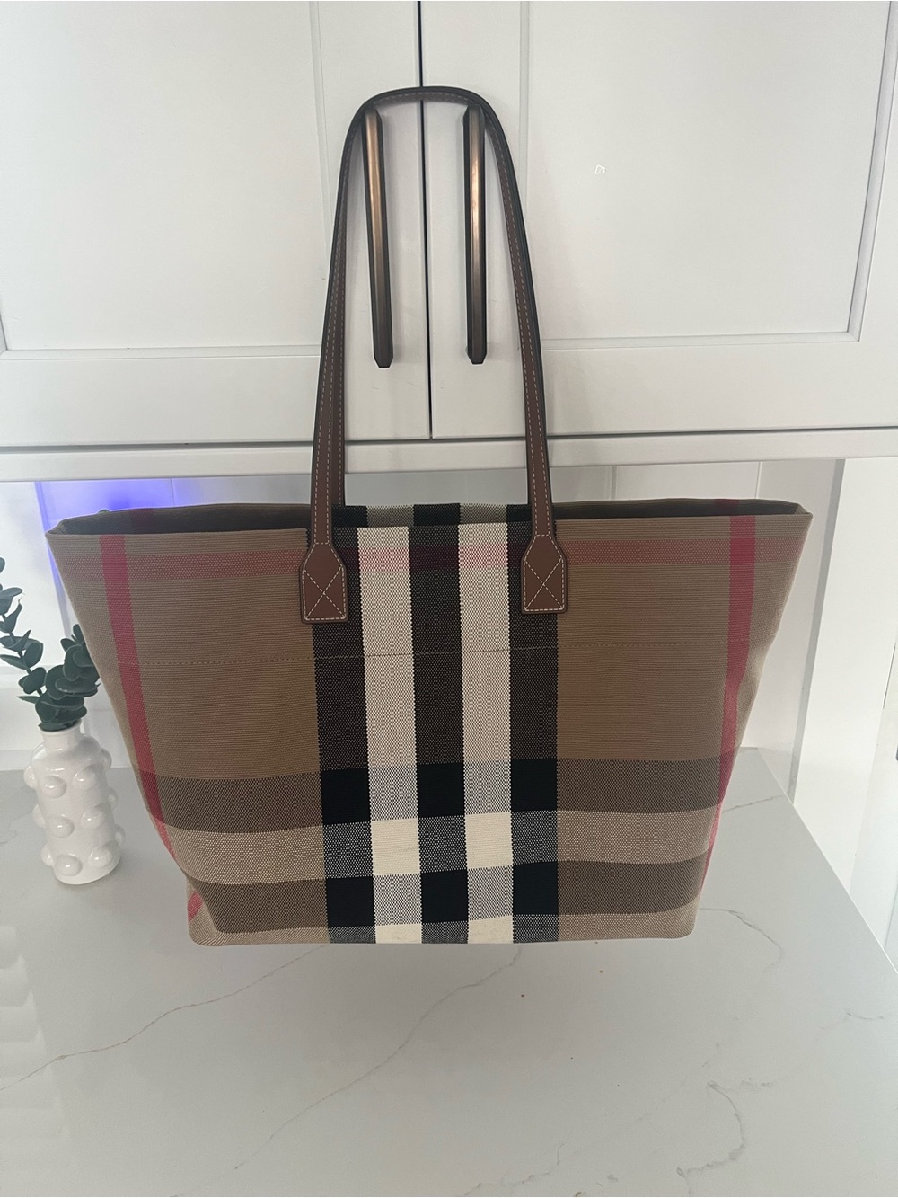 Burberry Classic Check Canvas Tote Bag in Brown